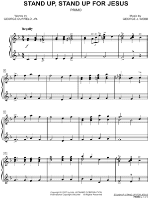 Stand Up, Stand Up for Jesus by George James Webb - Sheet Music
