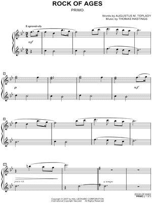 Rock of Ages by Thomas Hastings - Sheet Music