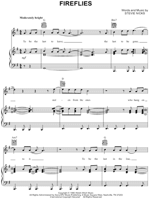 Fireflies by Fleetwood Mac - Sheet Music