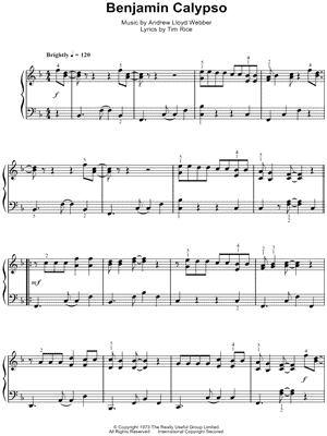 Benjamin Calypso from Joseph and the Amazing Technicolor Dreamcoat - Sheet Music