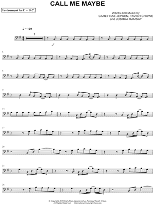 Call Me Maybe - Bass Clef Instrument