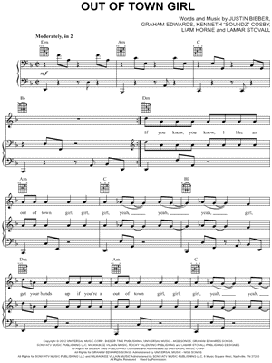 Out of Town Girl by Justin Bieber - Sheet Music