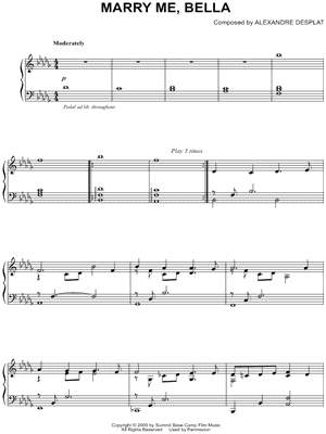 Marry Me, Bella from Twilight II: New Moon - Sheet Music