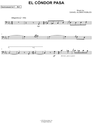 El Cóndor Pasa - Bass Clef Instrument