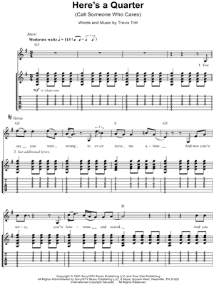 HERE'S A QUARTER by Travis Tritt - Sheet Music