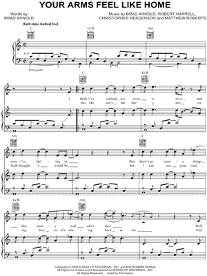 Your Arms Feel Like Home by 3 Doors Down - Sheet Music