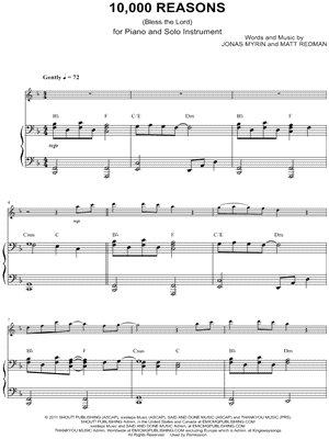 10,000 Reasons (Bless the Lord) - Piano Accompaniment