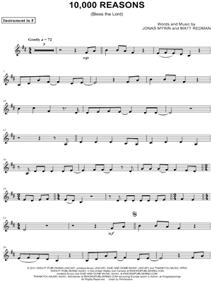 10,000 Reasons (Bless the Lord) - F Instrument