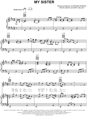 My Sister by Reba McEntire - Sheet Music