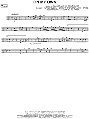 On My Own from Les Misérables - Sheet Music