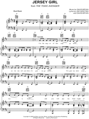 Jersey Girl from The Toxic Avenger - Sheet Music