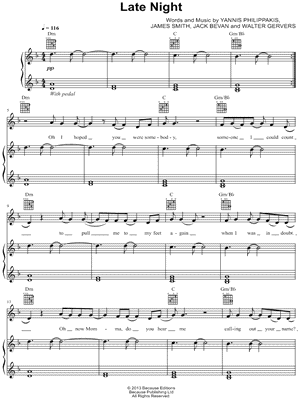 Late Night by Yannis Philippakis - Sheet Music