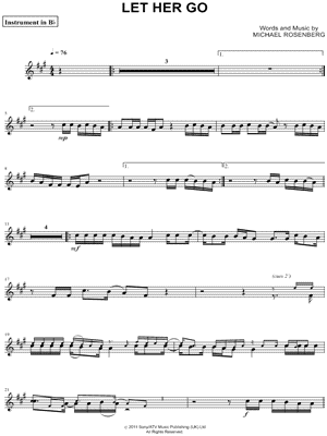 Let Her Go - Bb Instrument by Passenger - Sheet Music