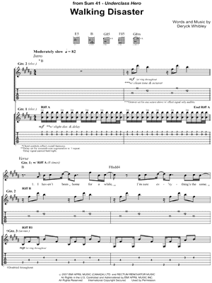 Walking Disaster by Sum 41 - Sheet Music