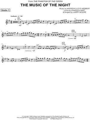 The Music of the Night - Violin 1 (String Quartet) from The Phantom of the Opera - Sheet Music