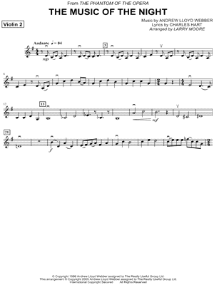 The Music of the Night - Violin 2 (String Quartet) from The Phantom of the Opera - Sheet Music