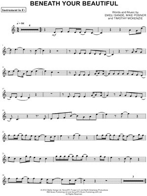 Beneath Your Beautiful - Eb Instrument