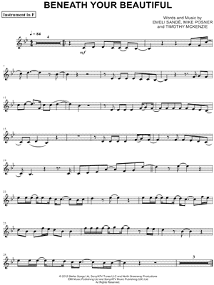 Beneath Your Beautiful - F Instrument