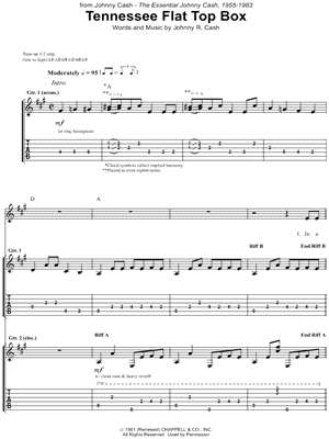 Tennessee Flat Top Box by Johnny Cash - Sheet Music