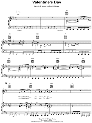 Valentine's Day by David Bowie - Sheet Music