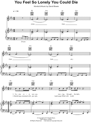 You Feel So Lonely You Could Die by David Bowie - Sheet Music