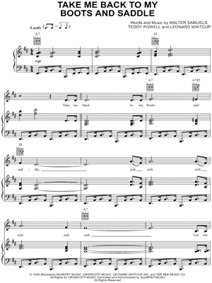 Take Me Back To My Boots and Saddle by Gene Autry - Sheet Music