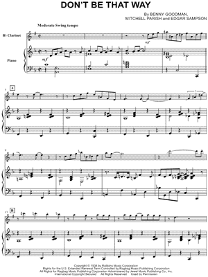Don't Be That Way - Piano Accompaniment