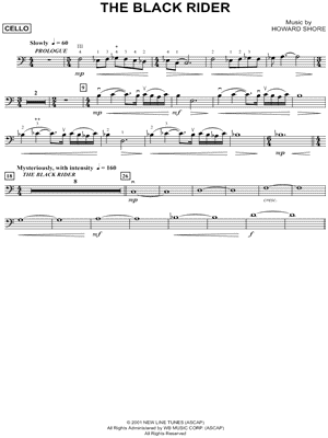 The Black Rider - Cello from The Lord of the Rings - Sheet Music