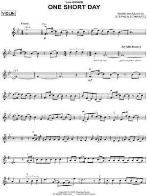 One Short Day from Wicked - Sheet Music