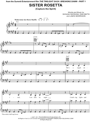 SISTER ROSETTA by The Noisettes - Sheet Music