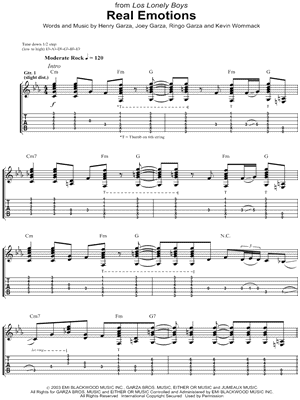 Real Emotions by Los Lonely Boys - Sheet Music