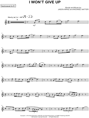 I Won't Give Up - Eb Instrument