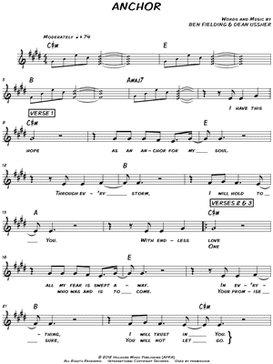 Anchor by Hillsong - Sheet Music
