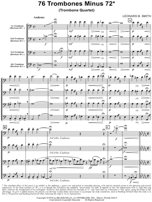 76 Trombones Minus 72 - Score