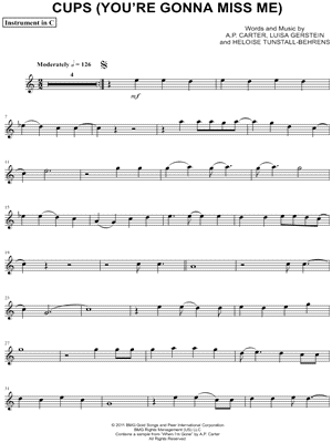 Cups (You're Gonna Miss Me) - C Instrument