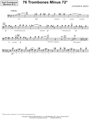 76 Trombones Minus 72 - 2nd Trombone part