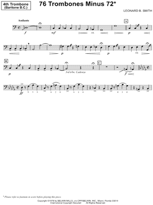 76 Trombones Minus 72 - 4th Trombone part