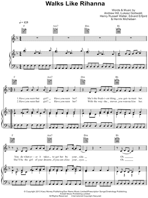 Walks Like Rihanna by The Wanted - Sheet Music