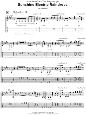Sunshine Electric Raindrops by Steve Vai - Sheet Music