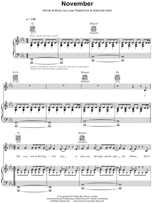November by Gabrielle Aplin - Sheet Music