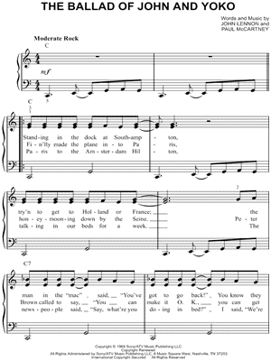 The Ballad of John and Yoko by The Beatles - Sheet Music