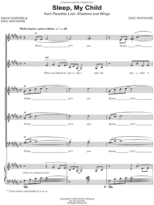 Sleep, My Child by Eric Whitacre - Sheet Music
