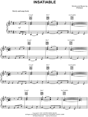 Insatiable by Prince - Sheet Music