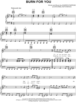 Burn for You by INXS - Sheet Music