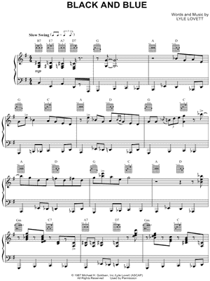 Black and Blue by Lyle Lovett - Sheet Music