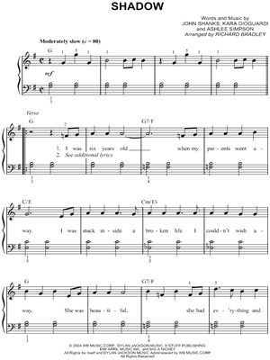 Shadow by Ashlee Simpson - Sheet Music
