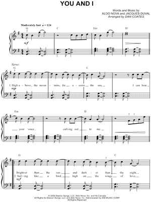 You and I by Celine Dion - Sheet Music
