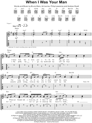 When I Was Your Man by Bruno Mars - Sheet Music
