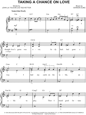 Taking a Chance on Love by Vernon Duke - Sheet Music