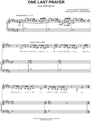 One Last Prayer from Republic - Sheet Music